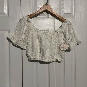 White lace crop top